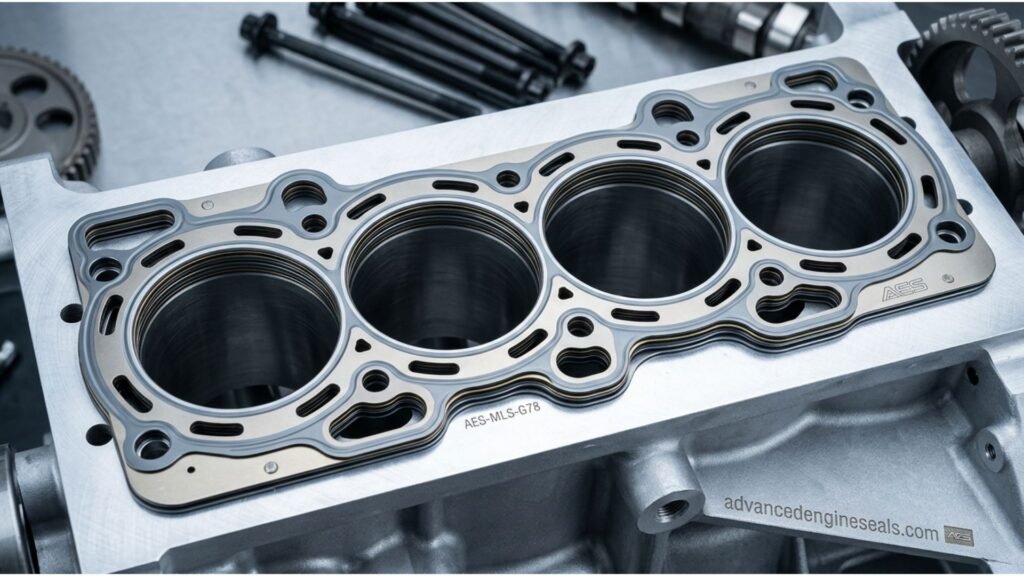 Multi layer steel head gasket showing multiple steel layers 