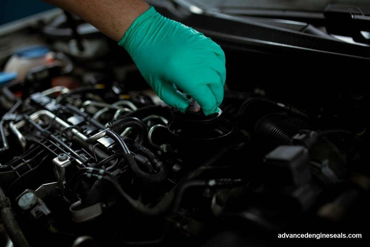 oil filter housing gasket leak close-up overview