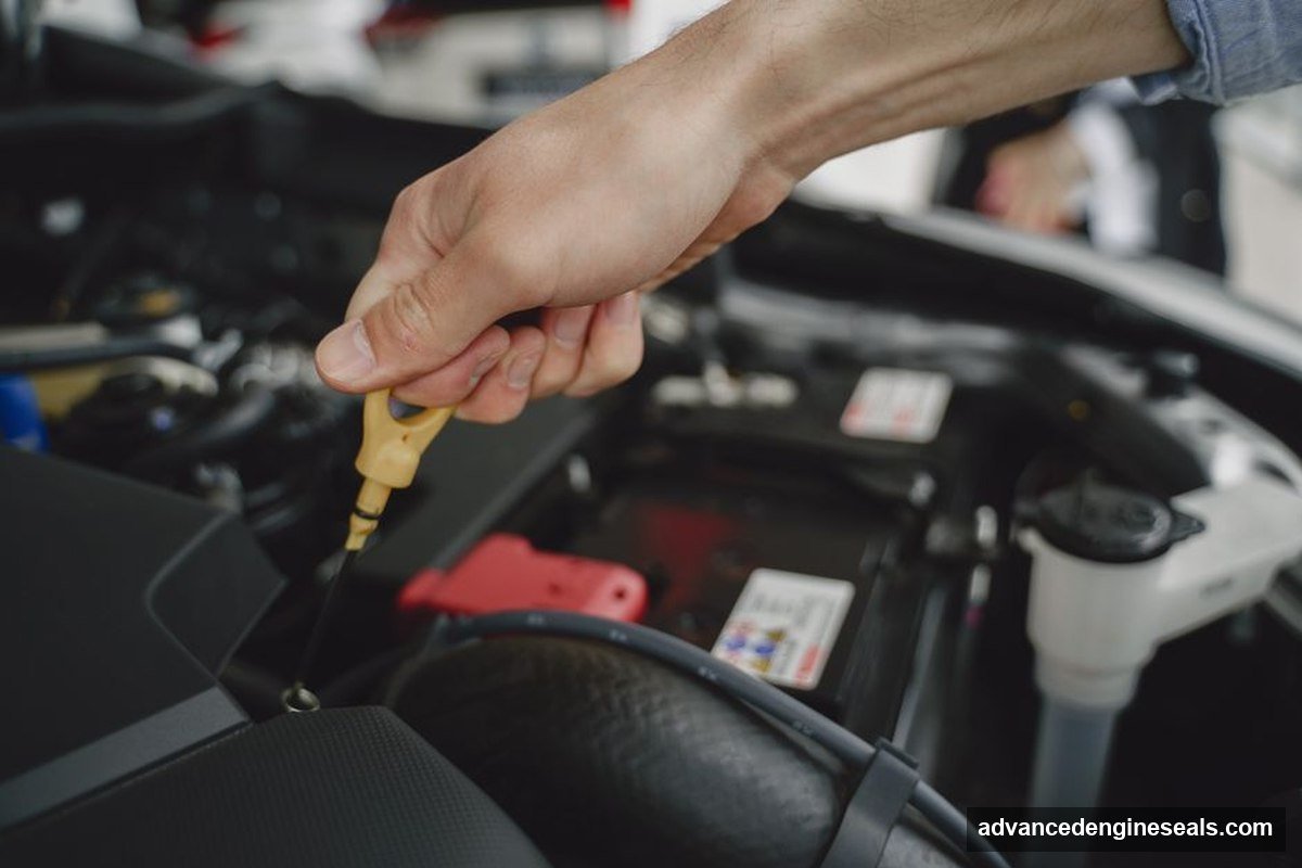 oil pan gasket leak symptoms close-up overview